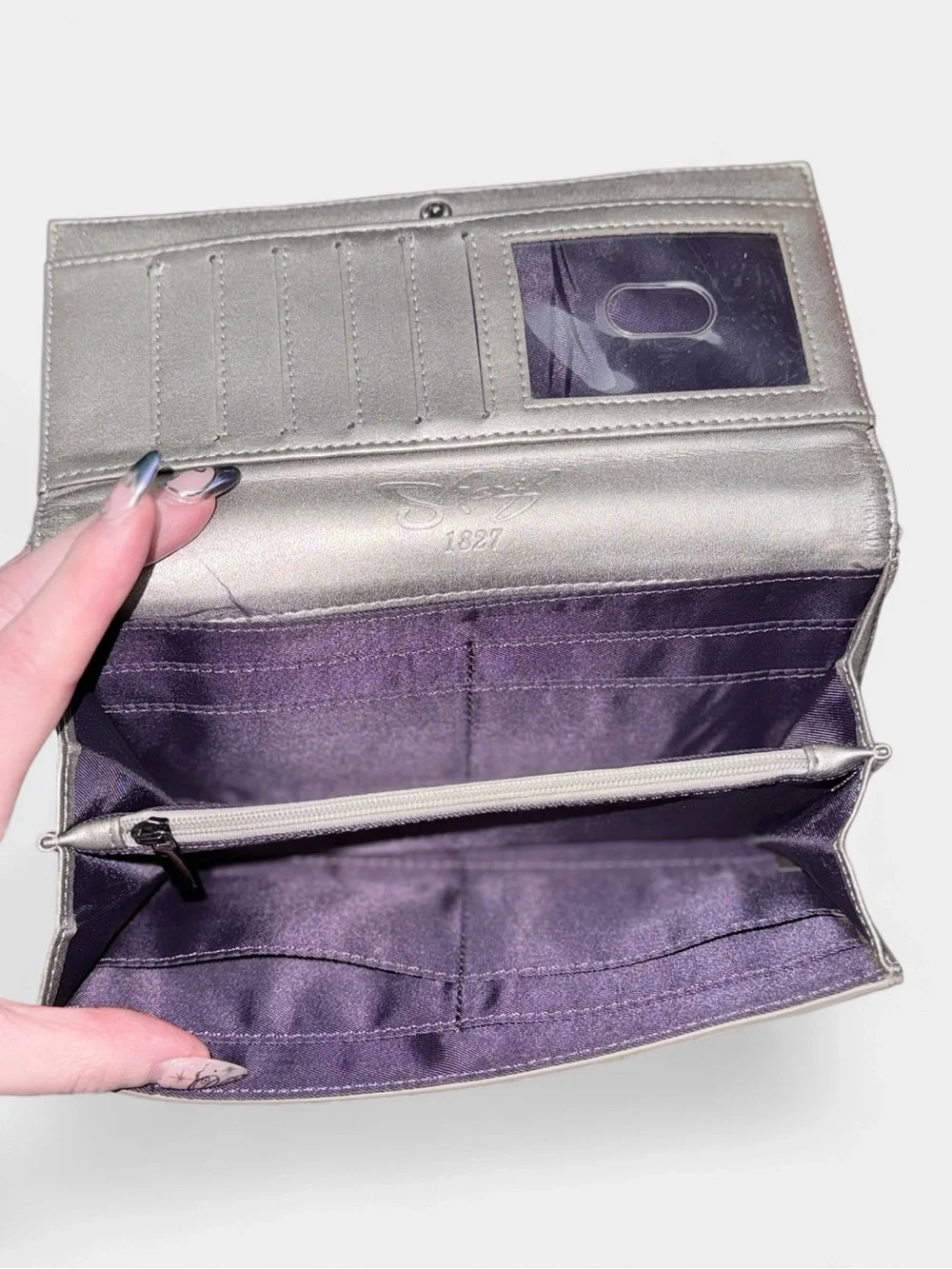 Sharif Silver Snakeskin-Texture Women’s Wallet